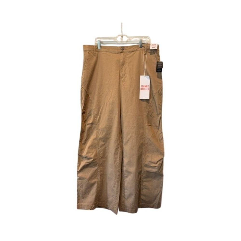 Celebrity Pink Womens Seamed Wide Leg Pants Tan Khaki High Rise Utility XXL New